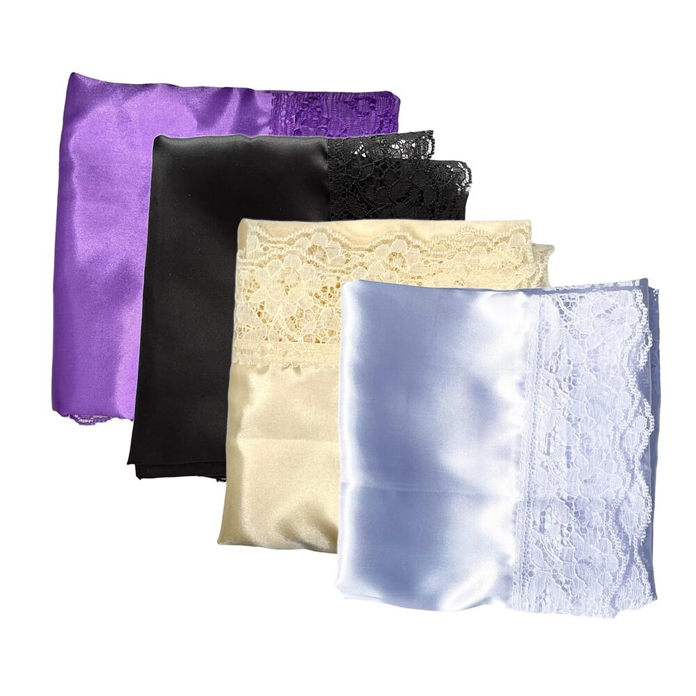 8987 26" Silk Lap Scarf Body Scarf with Lace Lap Scarves Handkerchief